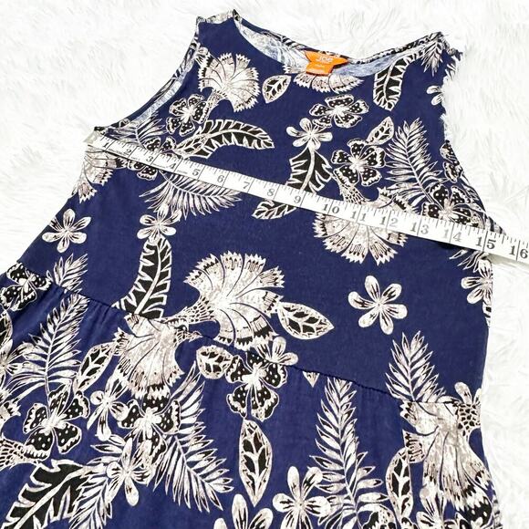 Joe Fresh Floral Dress Size 8 Navy Blue Sleeveless A-Line - Picture 6 of 7